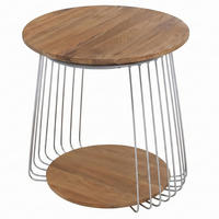 MIZA za kavč okrogla Rjava, srebrna - srebrne barve/rjava, les (50/50/52cm) - MCW