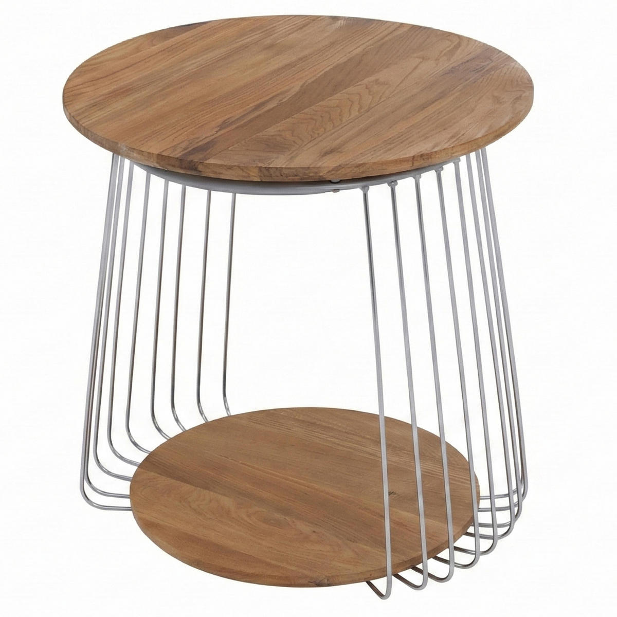 MIZA za kavč okrogla Rjava, srebrna - srebrne barve/rjava, les (50/50/52cm) - MCW