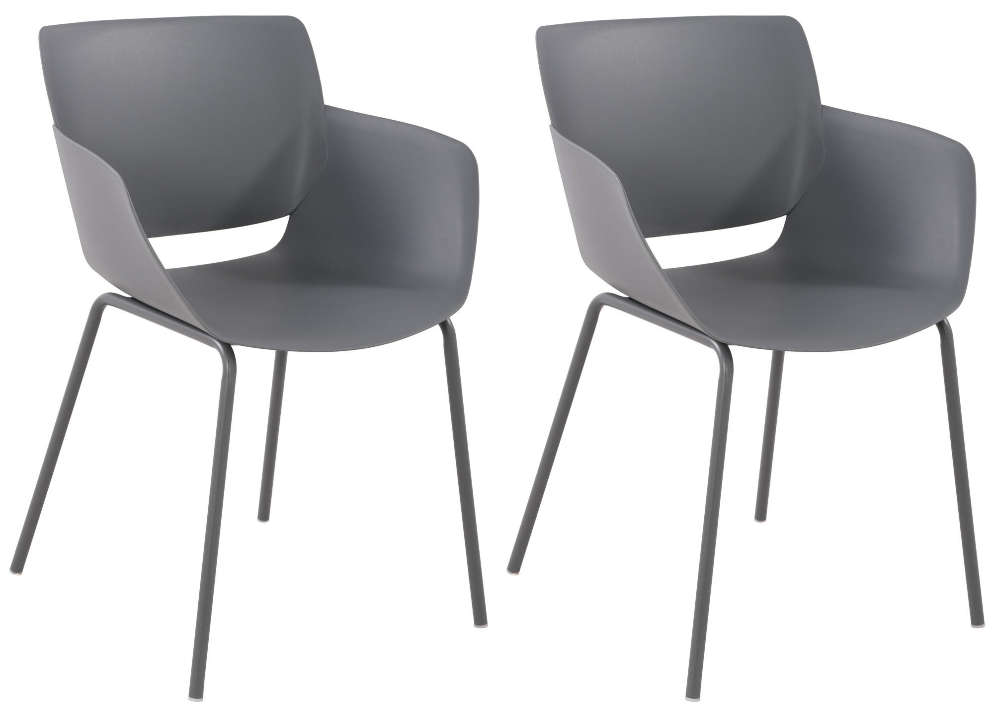 STUHL 2er Set Kunststoff Dunkelgrau - Dunkelgrau, Kunststoff/Metall (58/80/54cm) - CLP