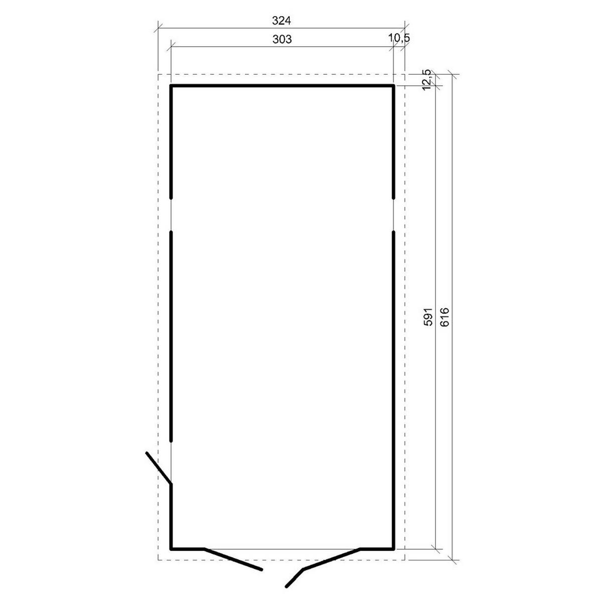 HOLZGARAGE Abstellraum mit Fenstern- H222x616x324 cm /18 m2 - TIMBELA M102 - Naturfarben, Holz (303/183/591cm) - Timbela