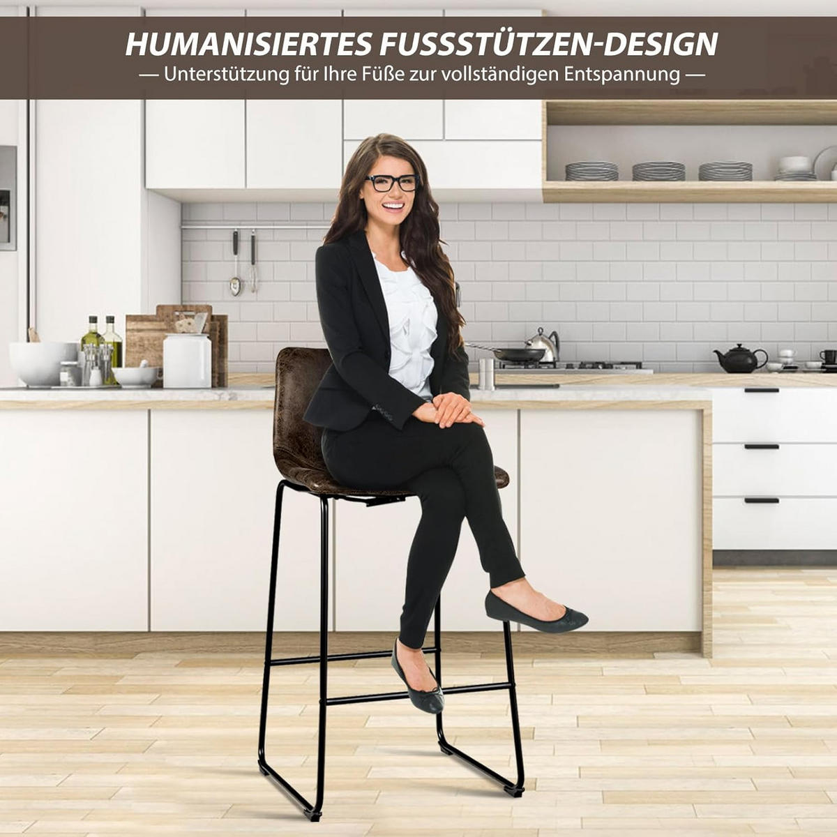 ESSZIMMERSTUHL Barstuhl Braun(2er-Set) - Braun, Metall (55/102/49cm) - COSTWAY