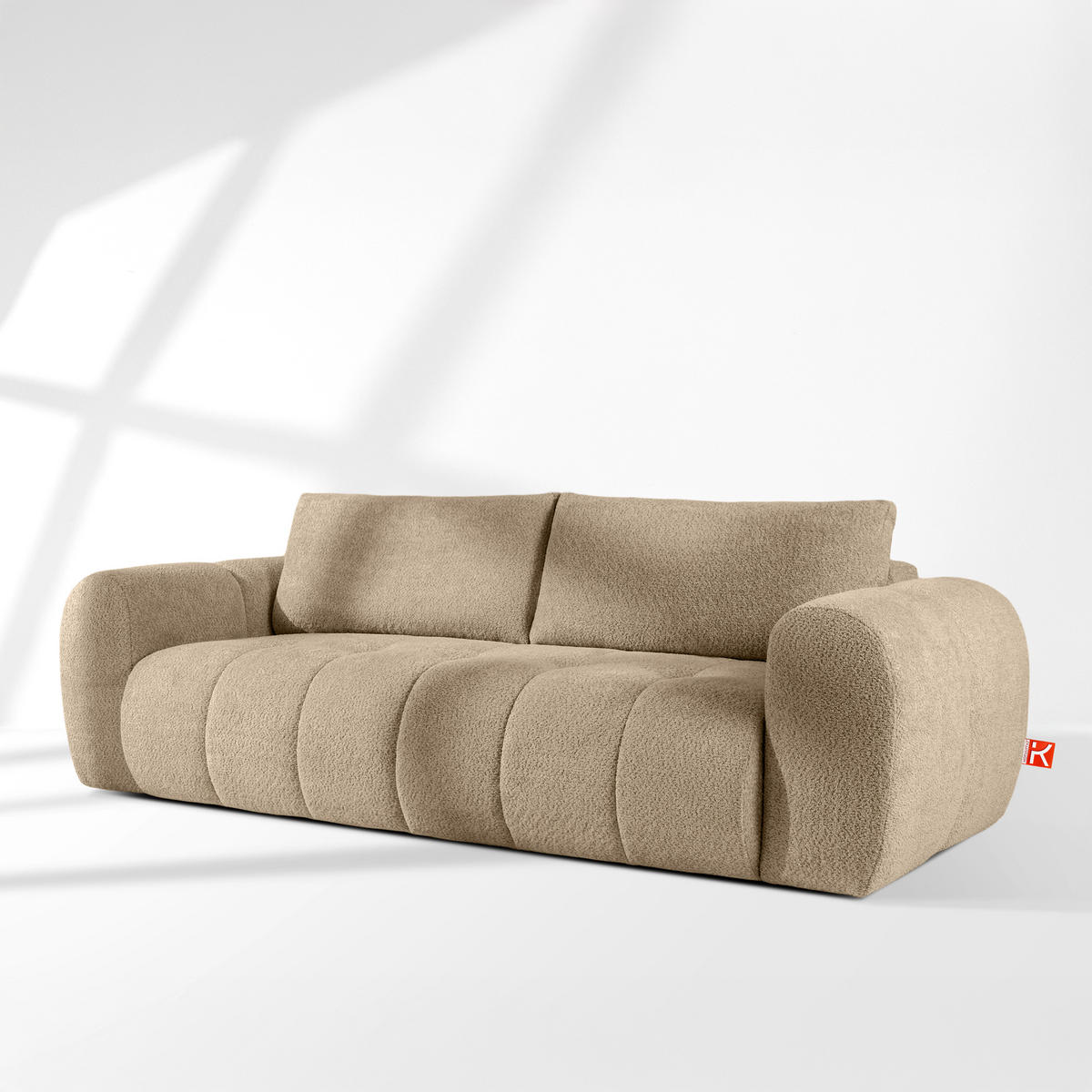 EINZELSOFA LIRA, Beige, Bouclé - Beige, Holz/Holzwerkstoff (256/84/112cm) - KONSIMO®