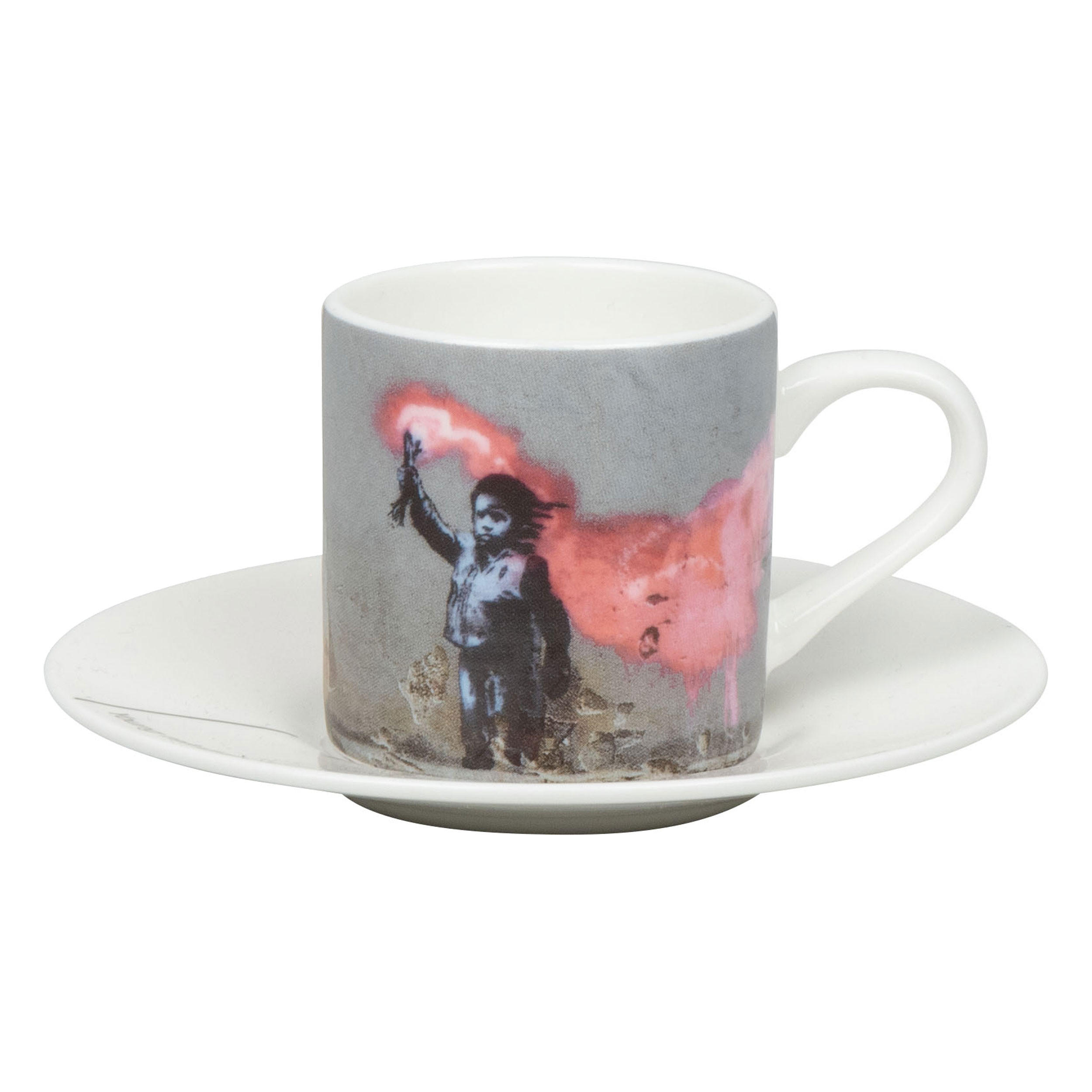 ESPRESSOTASSE Young Refugee - Banksy mit Untertasse - Naturfarben, Keramik (0.095L) - Könitz