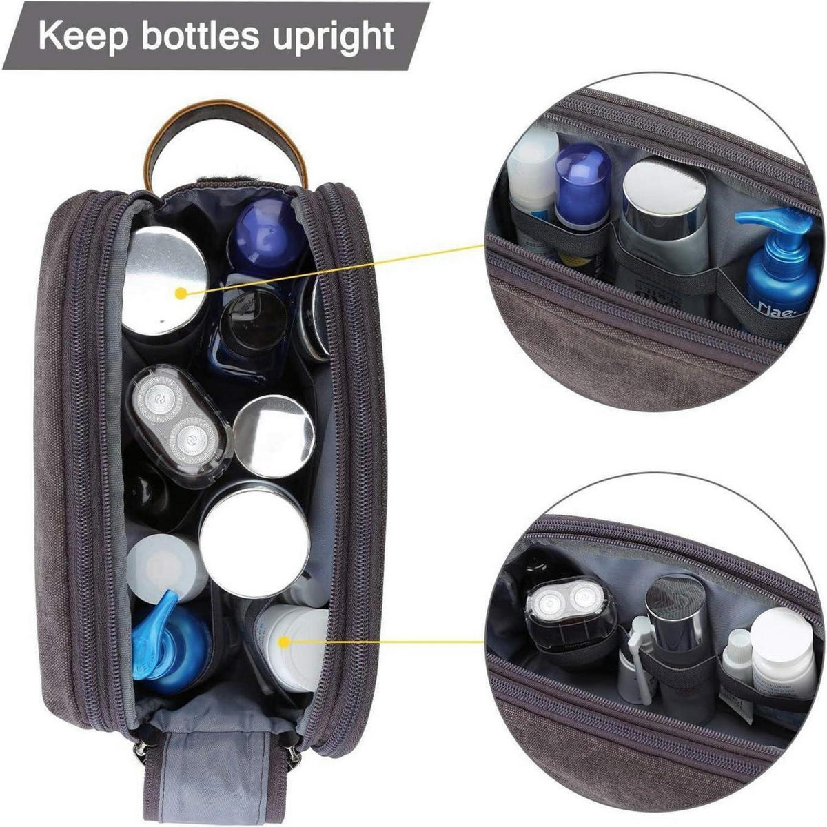 KULTURTASCHE Dunkelgrau 25 x 14 x 15 cm - Anthrazit, Textil (13/16/26cm)