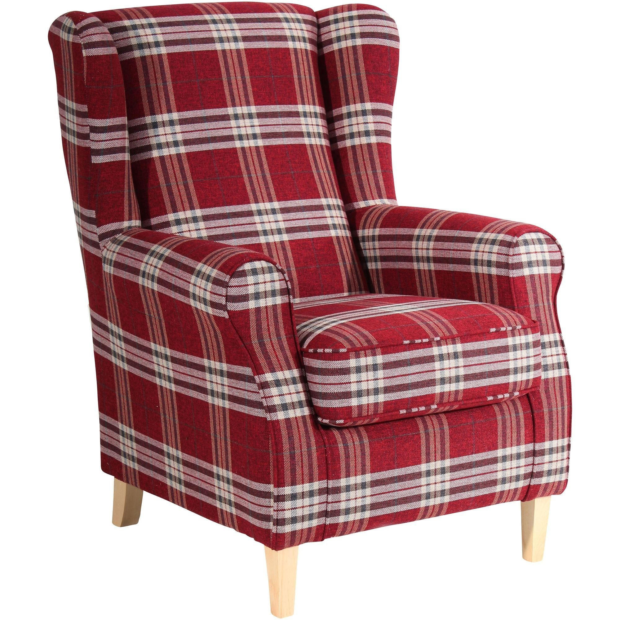 58aufmkessel Ohrensessel Weinrot, Buche 86x103x77 cm