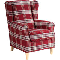 OHRENSESSEL Karlen Bezug Flachgewebe Buche natur / rot - Weinrot/Buchefarben, Kunststoff (86/103/77cm) - 58aufmkessel