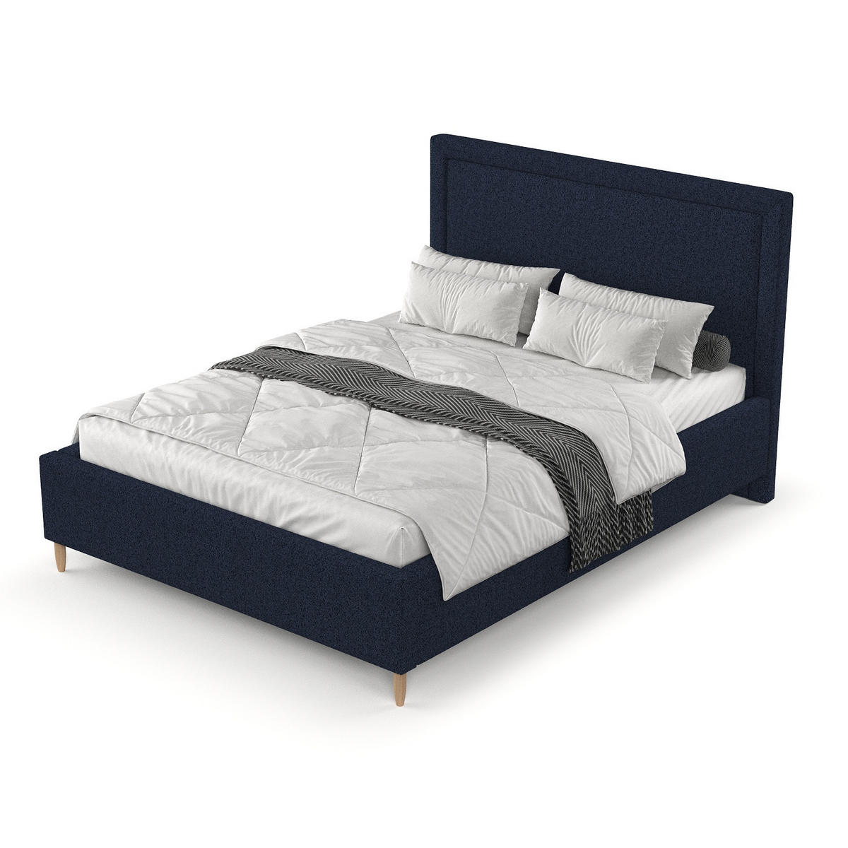 POLSTERBETT Vega 180/200 cm Marineblau im Riva Stoff - Naturfarben/Dunkelblau, Holz/Holzwerkstoff (180/200cm) - AltaBeds