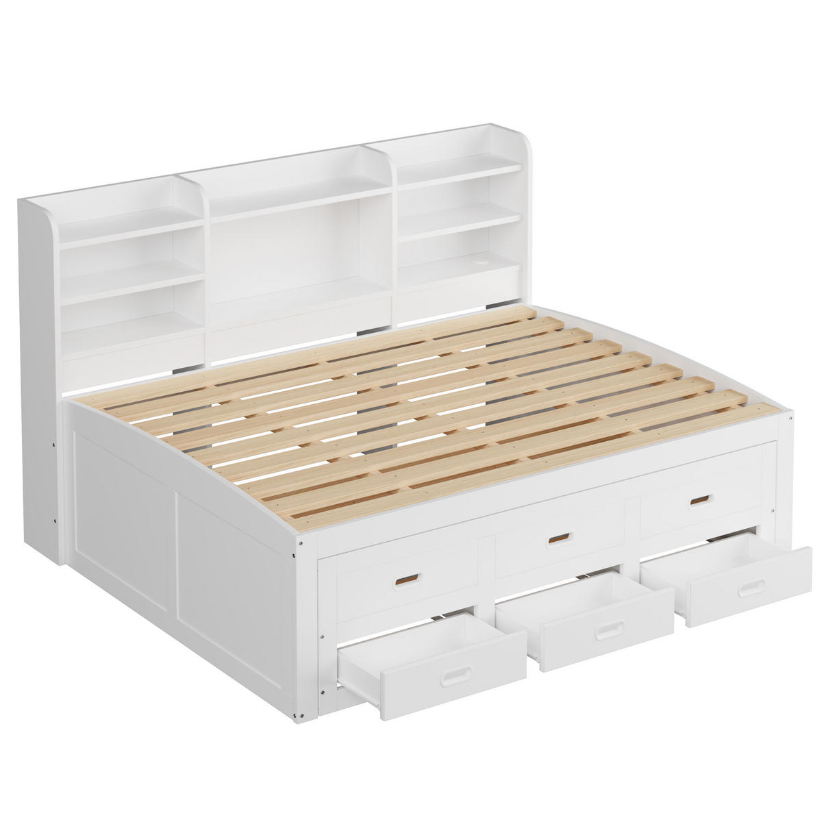 POLSTERBETT aus Spanplatte und MDF 140x200 cm in Weiß mit LED & USB-C - Weiß, Holzwerkstoff (140/200cm) - Modfu