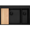 SPÜLBECKEN Oslo Duo, 2-er set Alles Schwarz 78/50 cm 2 Becken + Ablauf-Set + Schneidebrett ab 80er Unterschrank - Beige/Schwarz, Kunststoff (78/20/50cm) - Primagran