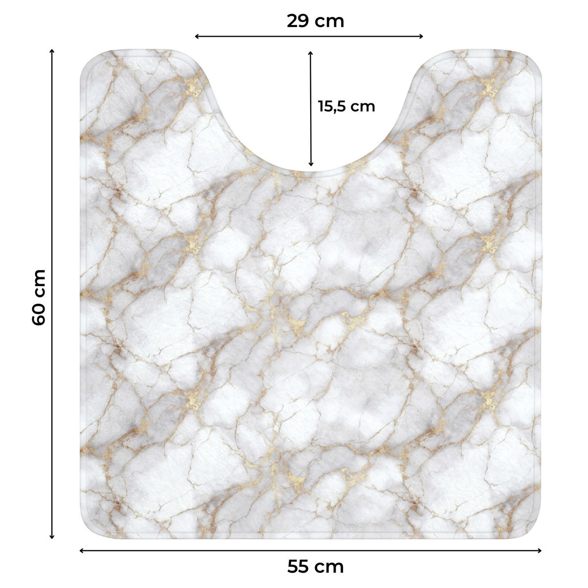 WC-VORLEGER Weiß - Gold - Marmor - Grau Toilettenvorleger 55x60 cm - Weiß, Kunststoff/Textil (55/1cm) - OnlyWow