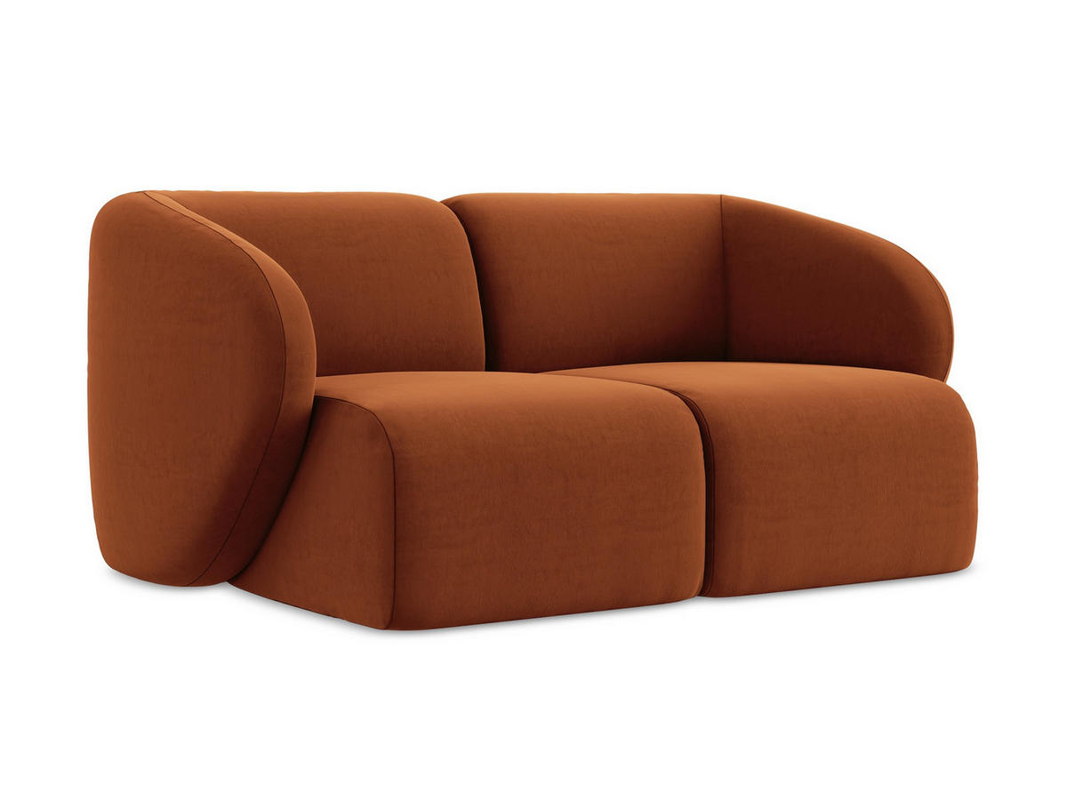 2-SITZER-SOFA Samt Stoff Orange - Terra cotta/Schwarz, Holzwerkstoff/Kunststoff (174/75/94cm) - Makamii