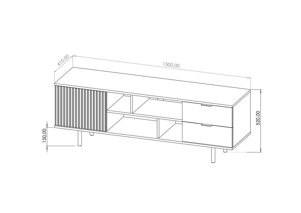 TV-SCHRANK Bianco 150 Kaschmir - Kaschmir, Holzwerkstoff (150/52/41cm) - Bettso