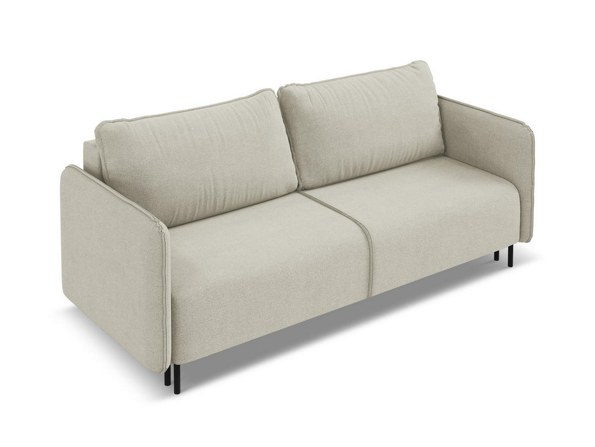 3-SITZER SOFA mit Schlaffunktion Strukturstoff Stoff Beige - Beige/Creme, Holz/Textil (226/90/92cm) - Makamii