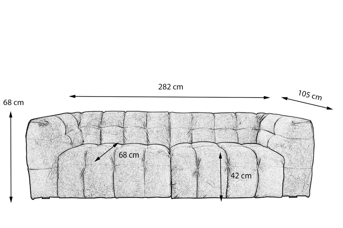 SOFA RIO Bordeaux Velvet - Bordeaux/Schwarz, Textil (282/68/105cm) - KAWOLA