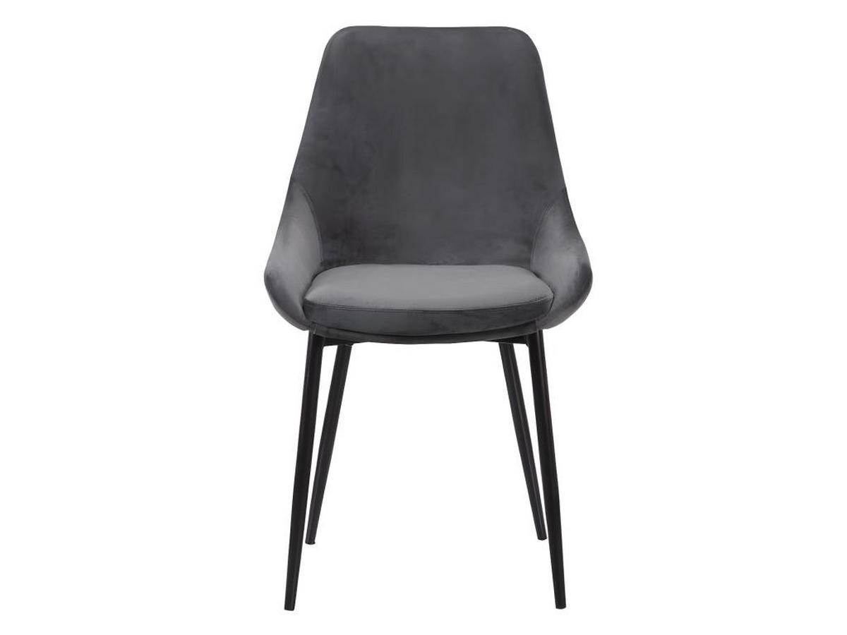 STUHL 2er-Set - Samt & Schwarzes Metall - Anthrazit - MASURIE - Anthrazit, Textil (56/85.5/49cm) - Vente-Unique
