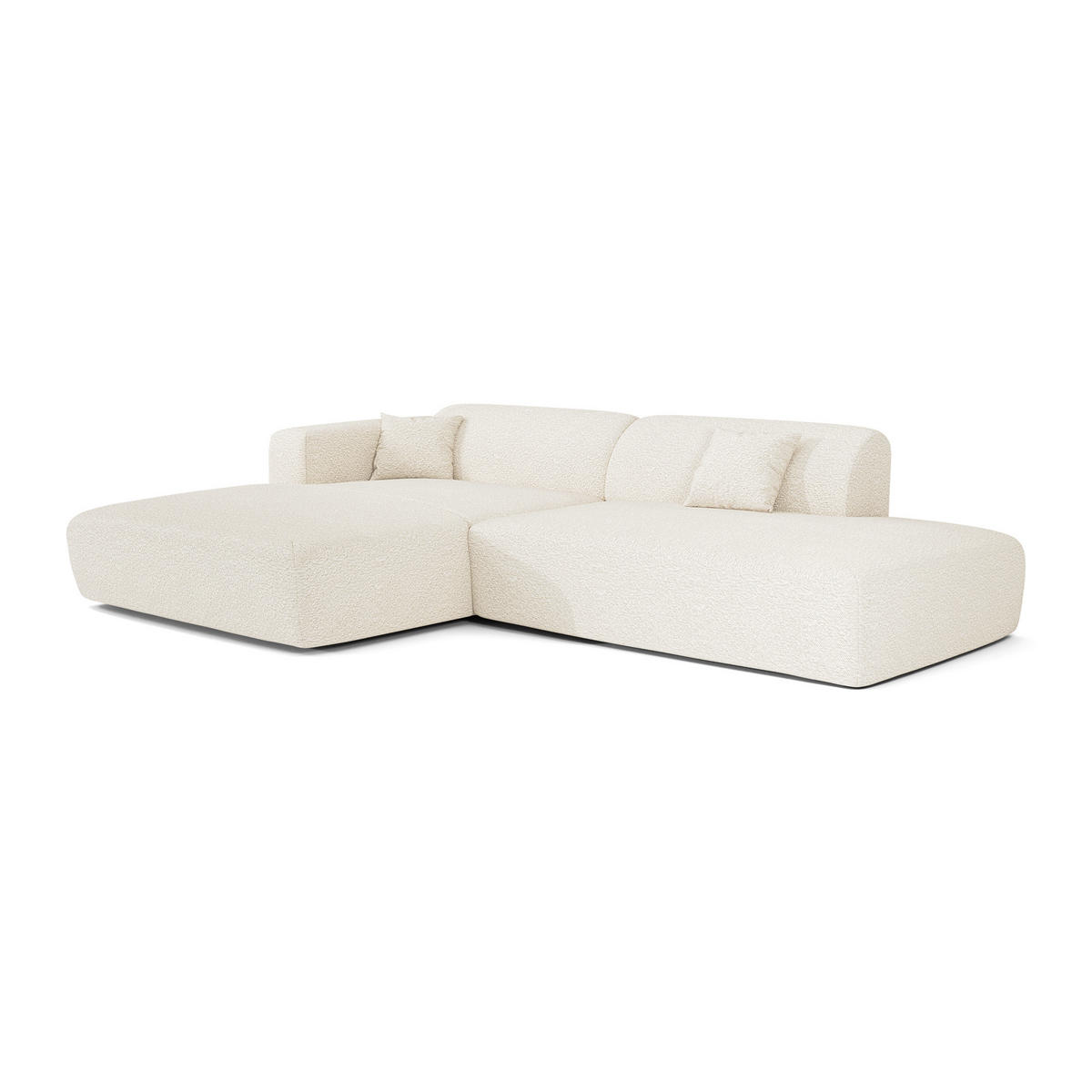 ECKSOFA LINKS Bouclé-Stoff Creme 310cm - Creme, Textil (310/96cm) - Sia Home