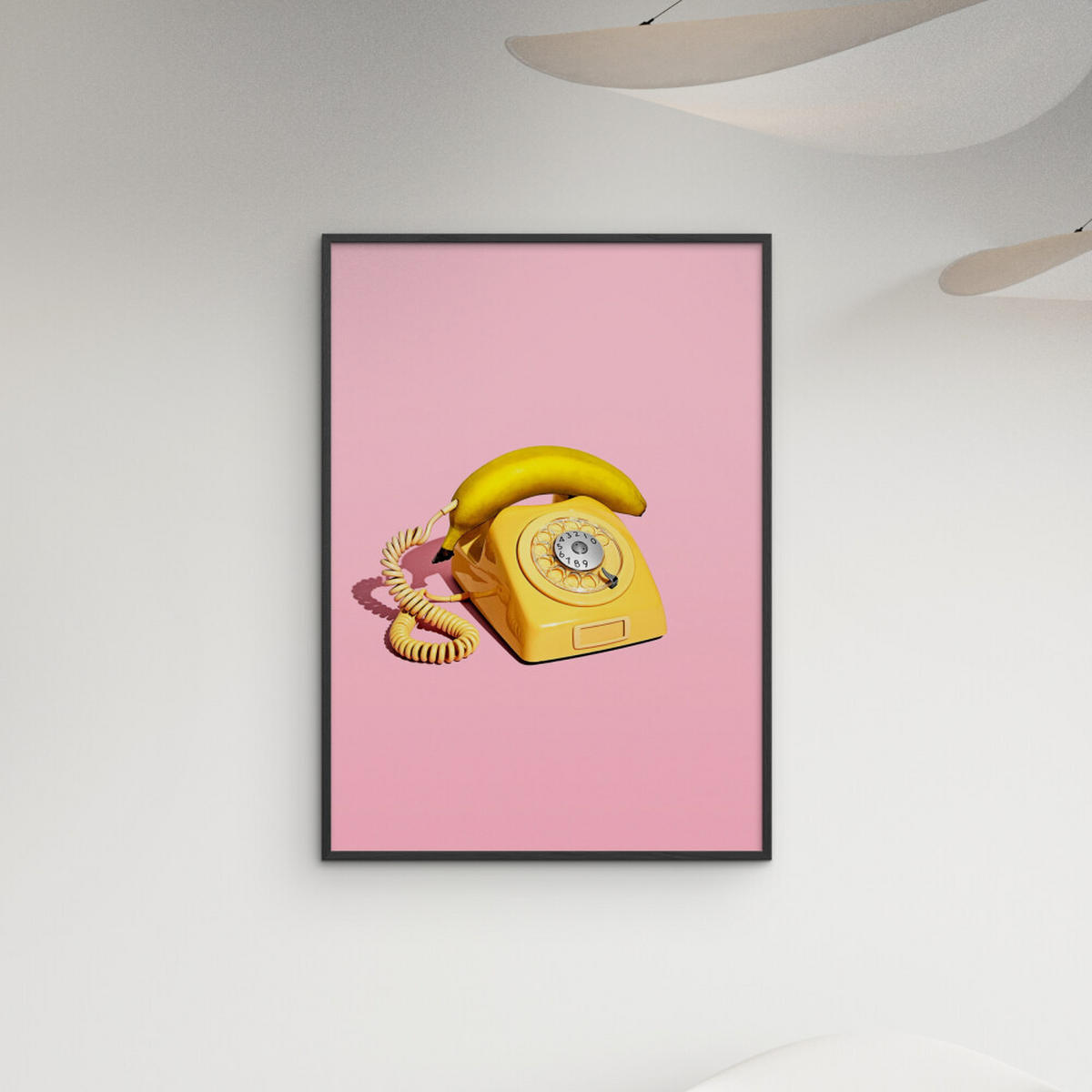 POSTER mit Rahmen Supermercat - Banana phone - Pink/Schwarz, Holz/Papier (70/100cm) - Poster&Frame