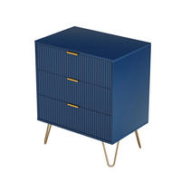 NACHTTISCH 60x40x70 cm, 3 Schubladen, modernes Design, Blau - Blau, Holz (60/70/40cm)