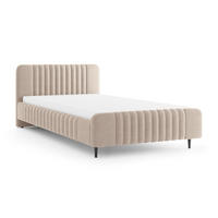 POLSTERBETT AURO 12 140/200 cm in Velours Beige - Beige, Holzwerkstoff (140/200cm) - Deine Möbel 24