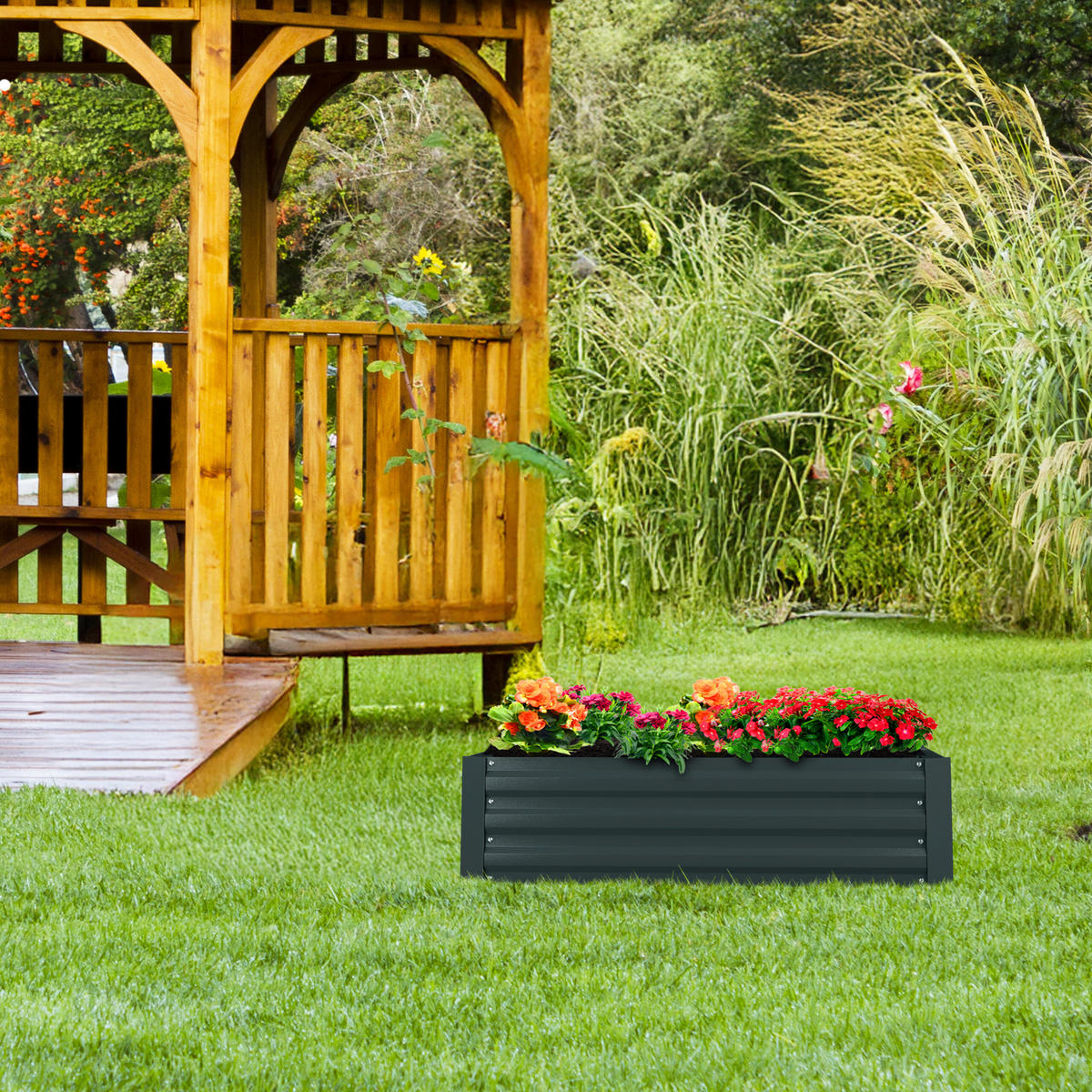 HOCHBEET - Anthrazit, Metall (120/30/90cm) - Relaxdays