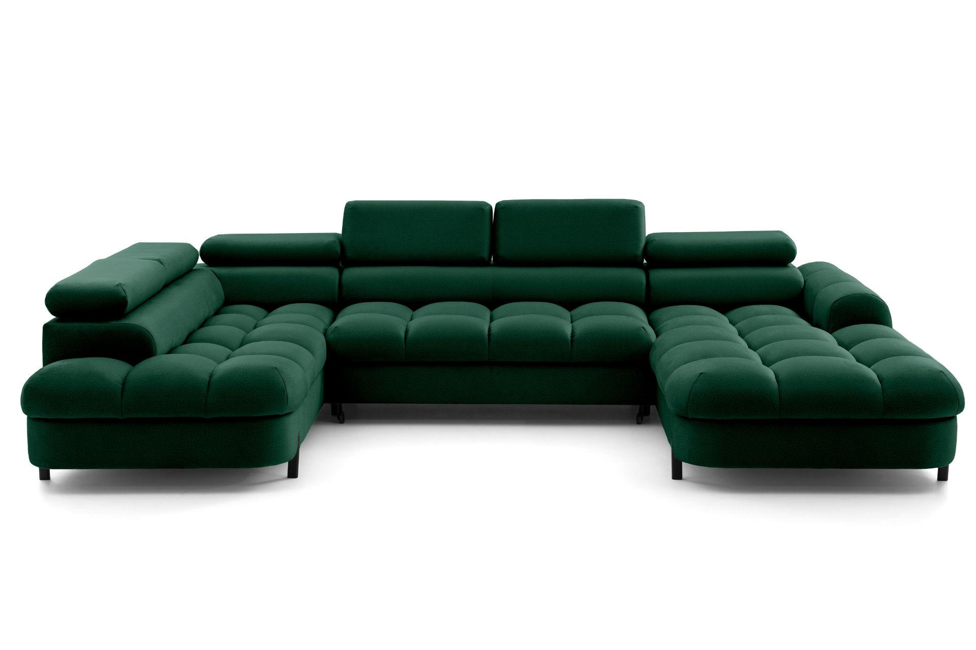 ECKSOFA U-Form BOWL U Links mit Schlaffunktion 125x265 Velours Grün - Schwarz/Grün, Holz/Textil (339/90/195cm) - Muffo