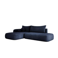 ECKSOFA BABU Mit Bettfunktion – Moderne Polsterecke Für Wohnzimmer Funktionales Schlafsofa Im Stoff CLOUD, 300x105x60cm, Linke, Blau - Blau, Holz/Textil (190/300cm) - DomoHome
