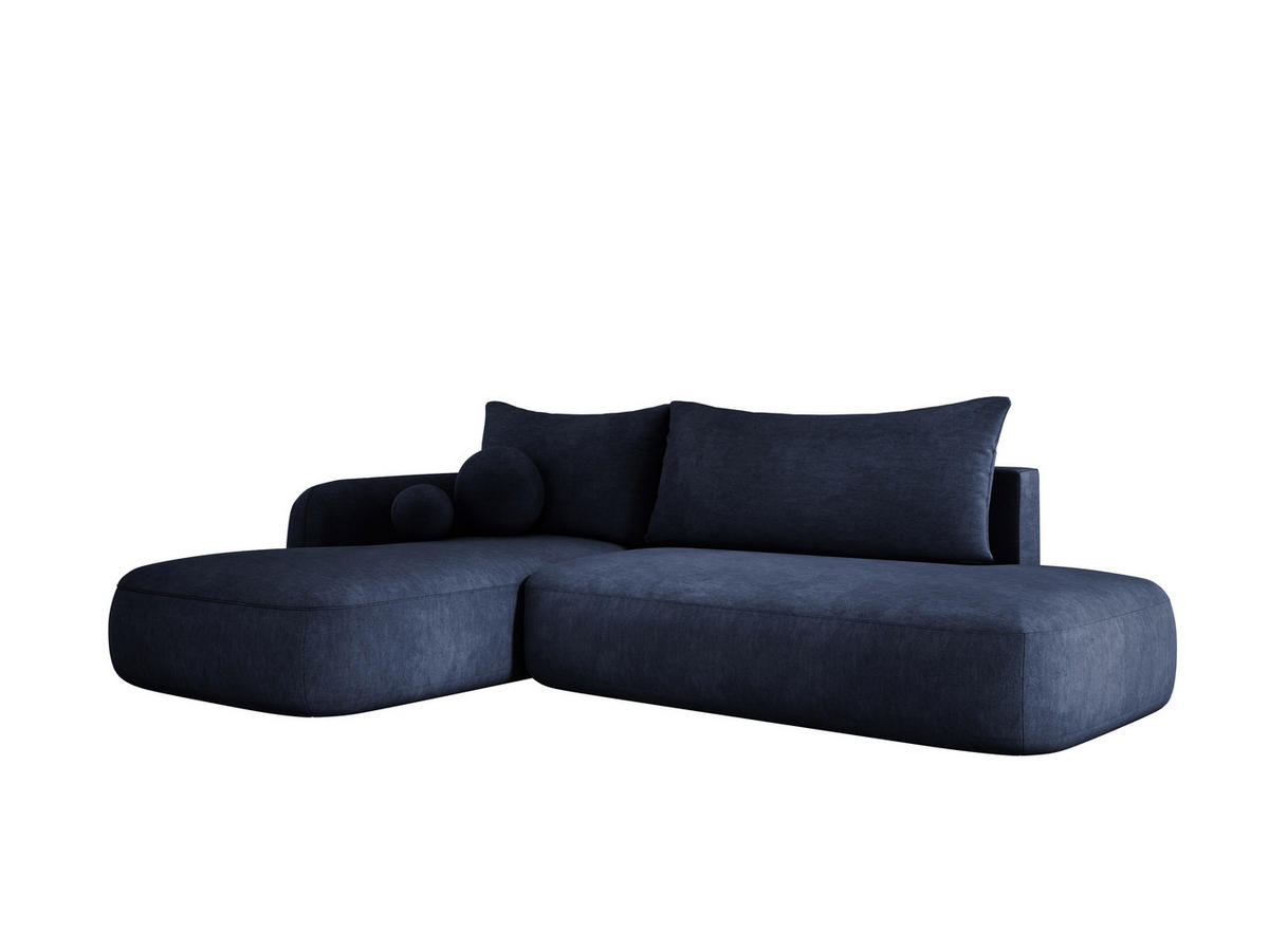 ECKSOFA BABU Mit Bettfunktion – Moderne Polsterecke Für Wohnzimmer Funktionales Schlafsofa Im Stoff CLOUD, 300x105x60cm, Linke, Blau - Blau, Holz/Textil (190/300cm) - DomoHome