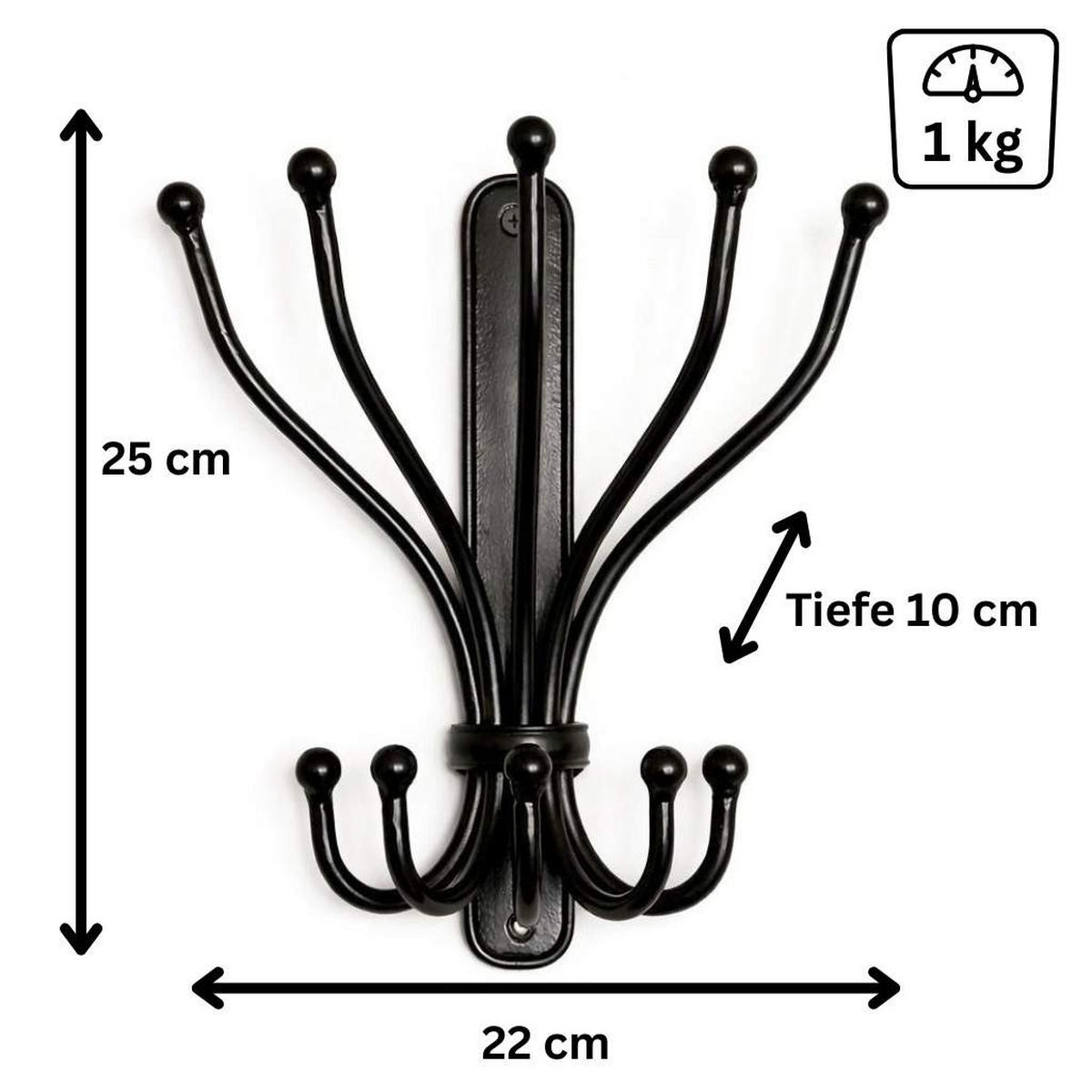 WANDHAKEN Steve Kleiderhaken schwarz - Schwarz, Metall (22/25/10cm) - DanDiBo