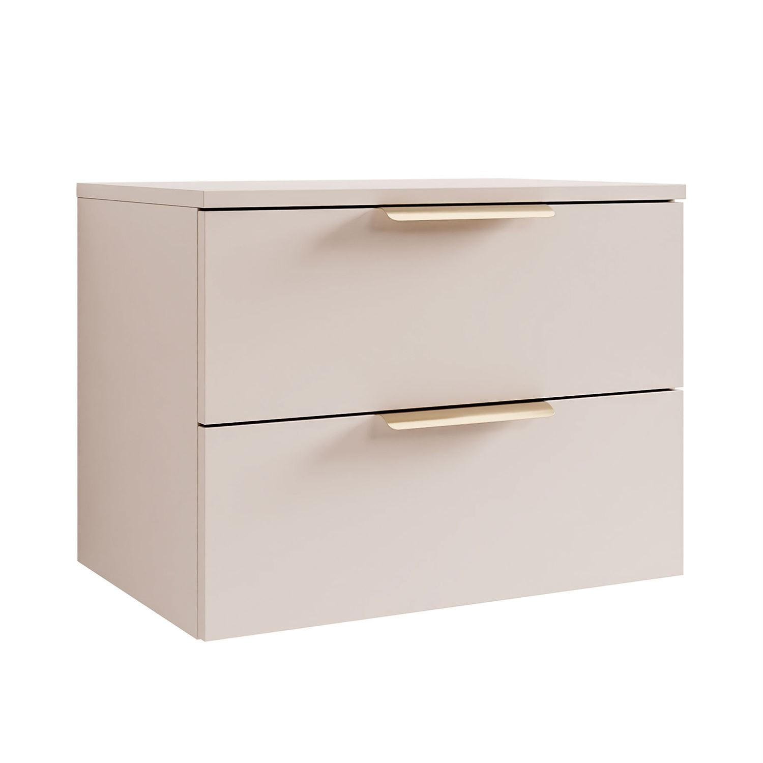NACHTKOMMODE LINA KASCHMIR 2S LED hängend goldener Chromgriff - Kaschmir, Holzwerkstoff (55/42/37cm) - Lookway