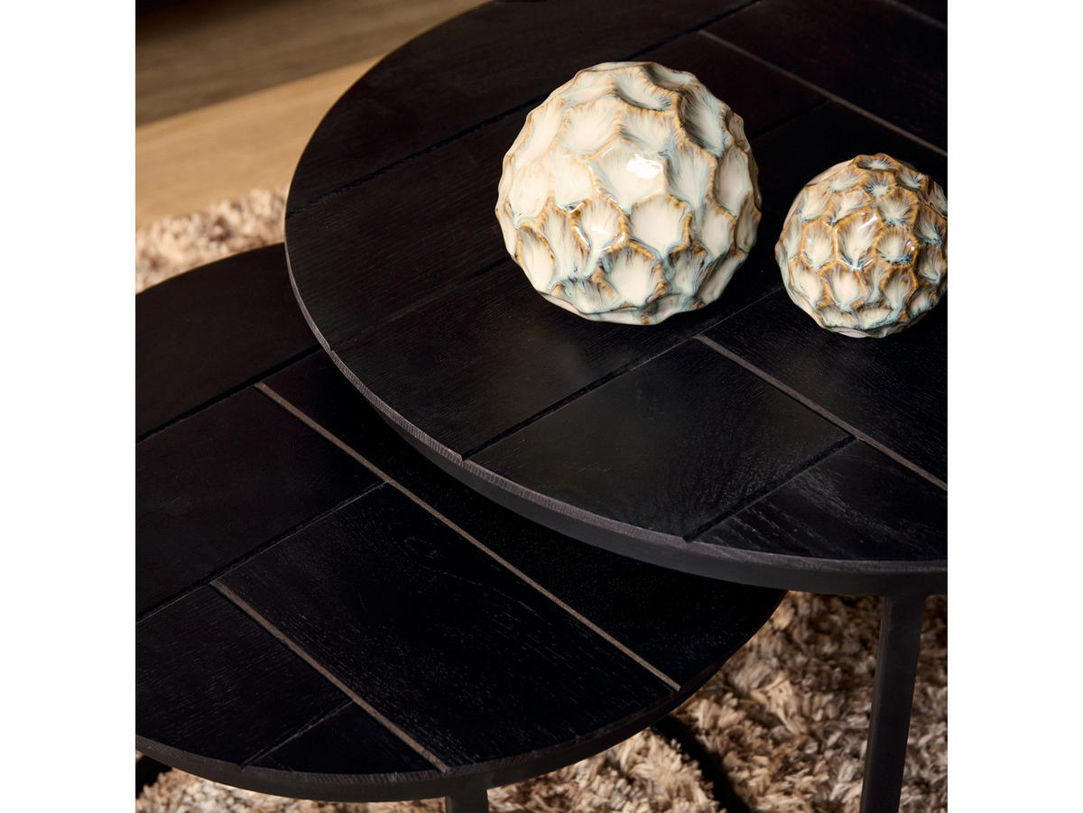 COUCHTISCH Tiko Eiche 70 cm / 70 cm + 50 cm / 50 cm Schwarz - Schwarz, Holz (70/70/45cm)