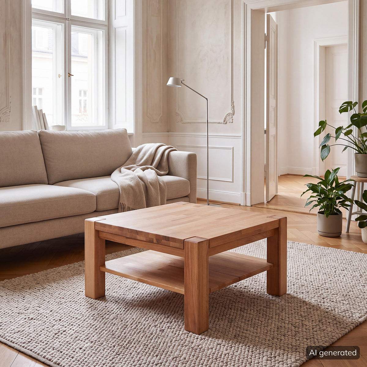 COUCHTISCH - Massivholz - Kernbuche, Holz (70/70/38cm) - home24