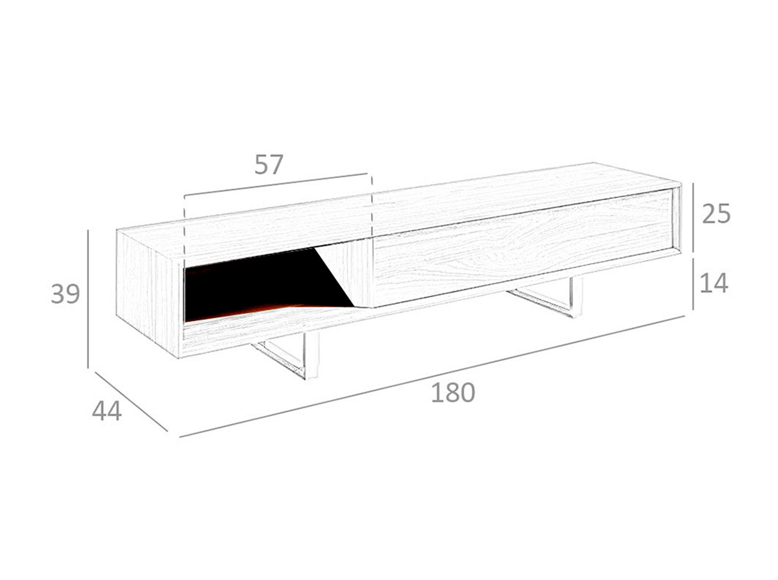 TV-ELEMENT Walnuss Stahl 180/44/39 cm - Edelstahlfarben/Walnussfarben, Holz/Metall (180/39/44cm) - ANGEL CERDA
