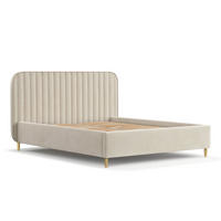 POLSTERBETT Noto Hellbeige 120/200 cm im Samtstoff - Beige/Naturfarben, Holz/Holzwerkstoff (120/200cm) - Maison de Reve