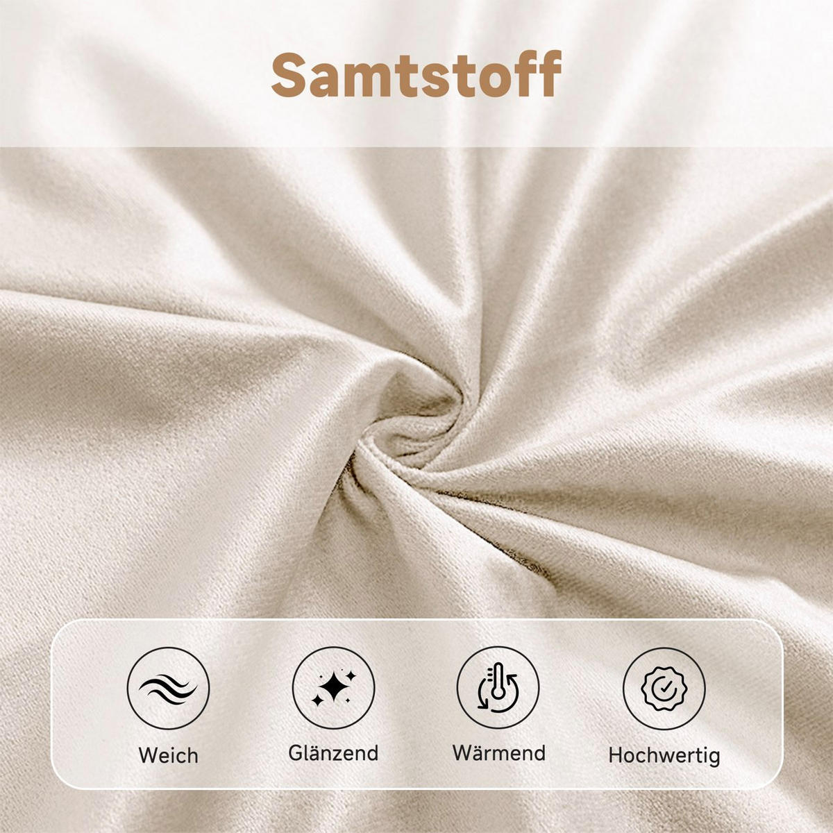 ESSZIMMERSTUHL 4er Set Samt Beige Metallbeine Schwarz Rahmen - Beige, Textil (53/82/42.5cm) - FLIEKS
