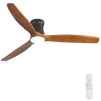 DECKENVENTILATOR 52Zoll LED Licht Holzflügel DC Motor Fernbedienung - Schwarz, Kunststoff (132.08/132.08/28.5cm) - CASIVA