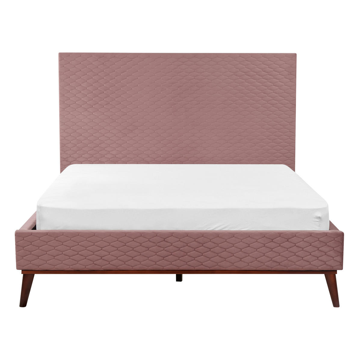 KÁRPITOZOTT ÁGY ágyráccsal 140x200 cm Rózsaszín Bayonne - pink, textil (140/200cm) - Beliani