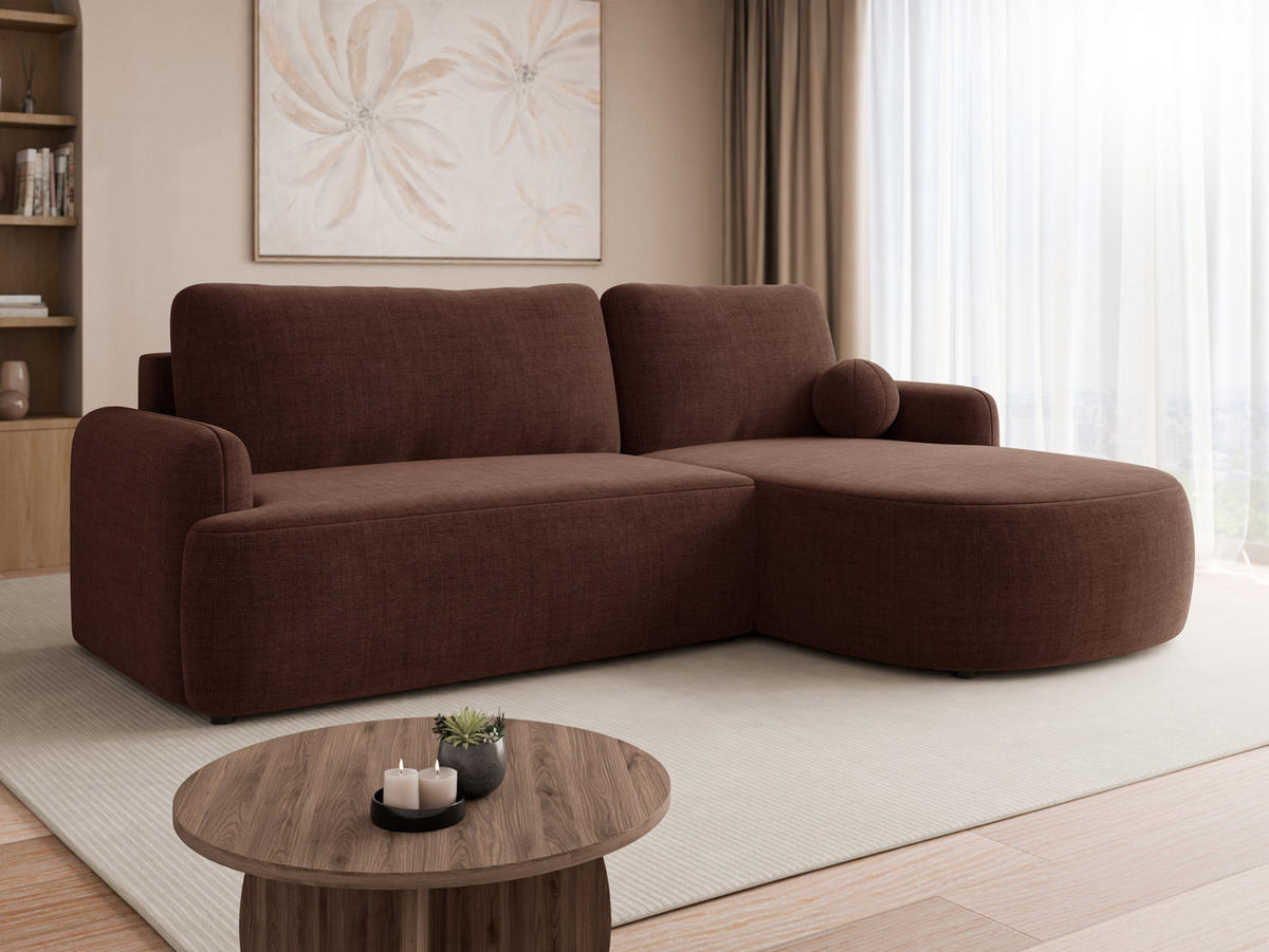 COLTAR Loridu Premium, Dreapta - culoare lemn de nuc/negru, material plastic/material textil (174/250cm) - MIRJAN24