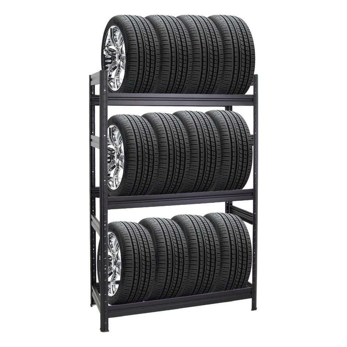 REIFENREGAL Dino 3er-Set mit 3x 180x120x50 cm Fachlast 150 kg bis zu 36 Reifen Schwarz - Schwarz, Metall (360/180/50cm) - PROREGAL