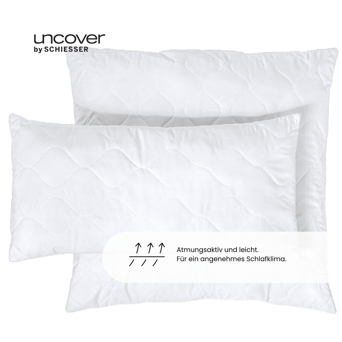KOPFKISSEN Chelsea - Mikrofaserbezug - Füllung aus recycelter, silikonisierter Polyester-Hohlfaser - 40x80 cm - Weiß - Weiß, Textil (40/80cm) - Uncover by Schiesser