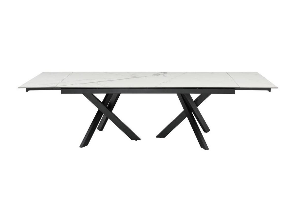 ESSTISCH ausziehbar - 8 bis 12 Personen - Sicherheitsglas & Keramik - Marmor-Optik Weiß & Schwarz - MARISO - Schwarz/Weiß, Glas (280/100/76cm) - Vente-Unique