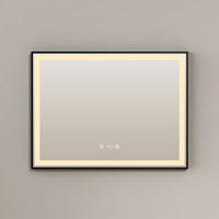 BADSPIEGEL mit Beleuchtung Schwarzer Rahmen 80/60 cm - Weiß, Glas (60/4/80cm) - EMKE