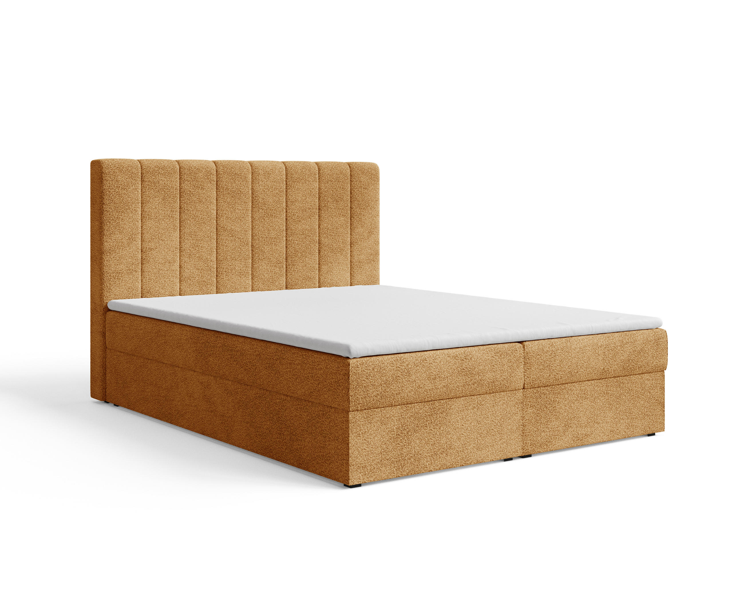 BOXBETT 01 180 x 200 cm - Arena – Stilvoll und bequem Mit Bettkasten, PU-Topper, Federmechanismus, waschbarer Bezug - Goldfarben, Holz (180/200cm) - ROYAL24_MARKT