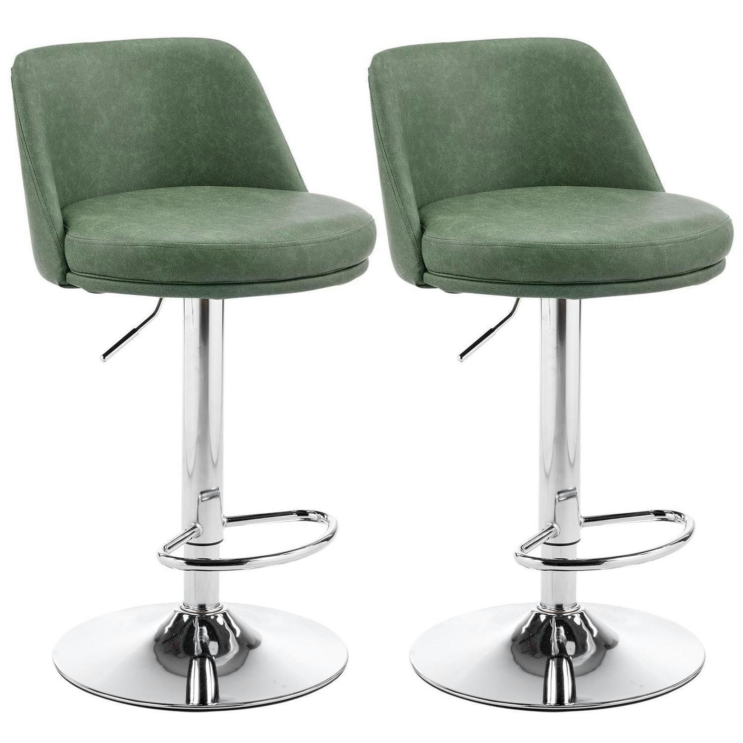BARHOCKER 2er Set PU-Leder Dunkelgrün Höhenverstellbar - Grün, Kunststoff (48/85/45cm)