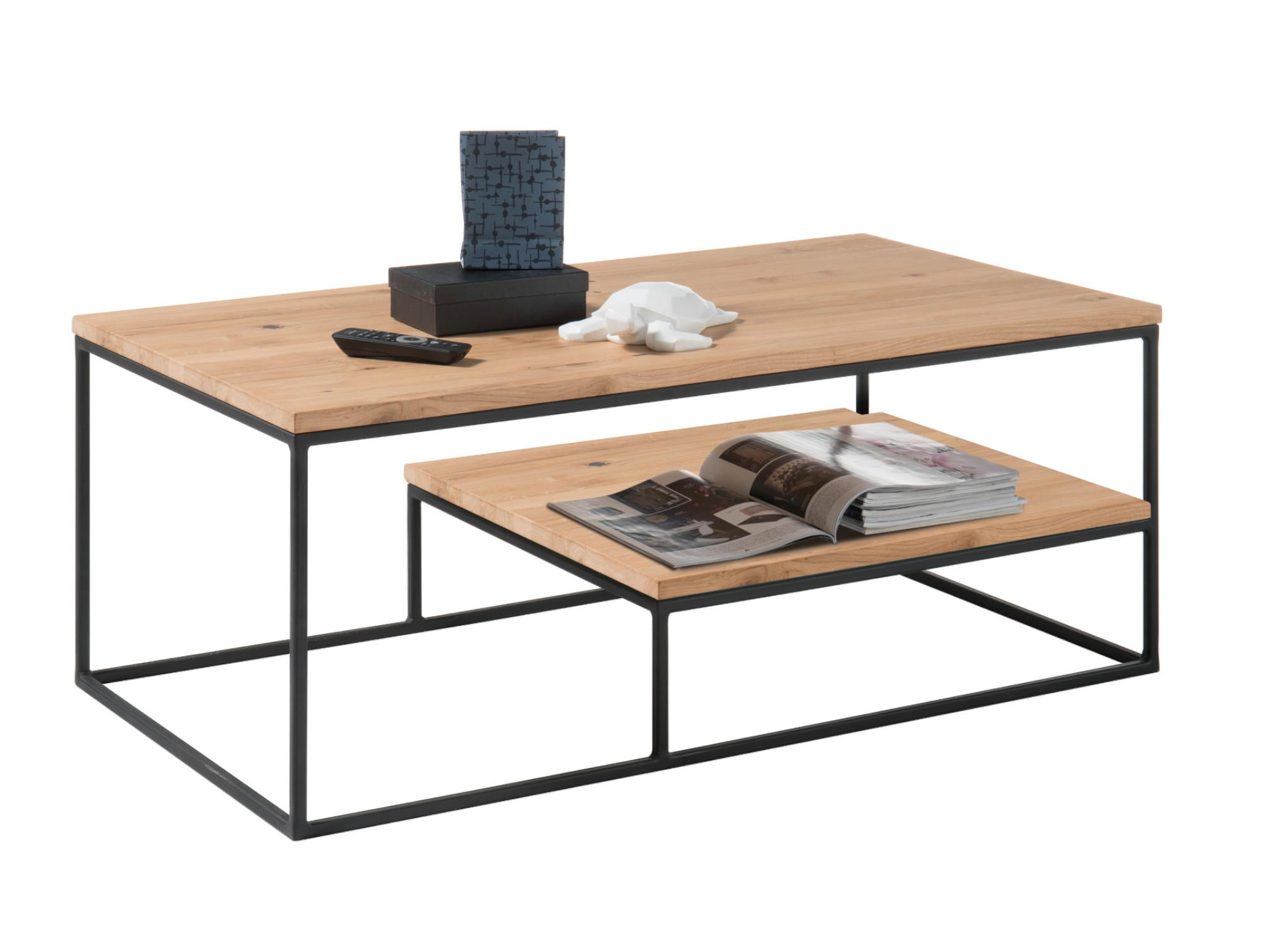 COUCHTISCH rechteckig Eiche massiv 110/60/42 cm - Weiß, Holz (60/110/42cm) - moebel dich auf