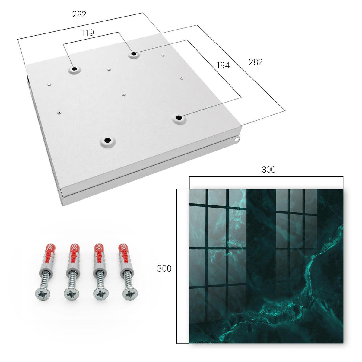 SCHLÜSSELBOX Weiß 30x30 cm – Türöffnung nach rechts - Grüntiefe - Grün, Metall (30/30/5cm) - TULUP