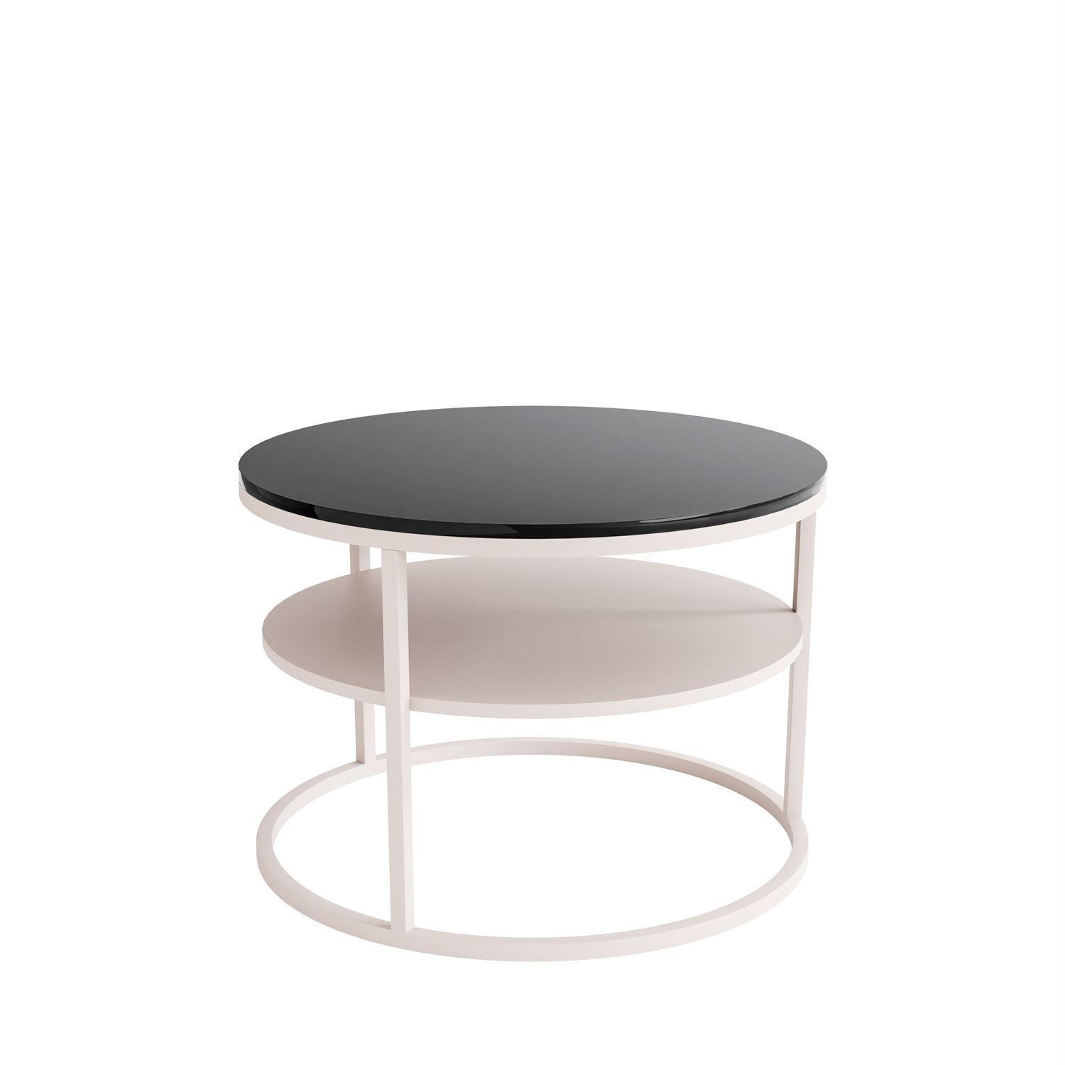 Couchtisch CIRI KASCHMIR Hochglanz mit Ablage Platte schwarzer Hochglanz - Schwarz, Holzwerkstoff (70/70/49cm) - Lookway