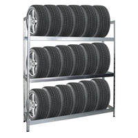 REIFENREGAL Tiger XL 200x180x45 cm 300 kg Fachlast bis zu 21 Reifen auf 3 Ebenen Verzinkt - Silberfarben, Metall (180/200/45cm) - PROREGAL