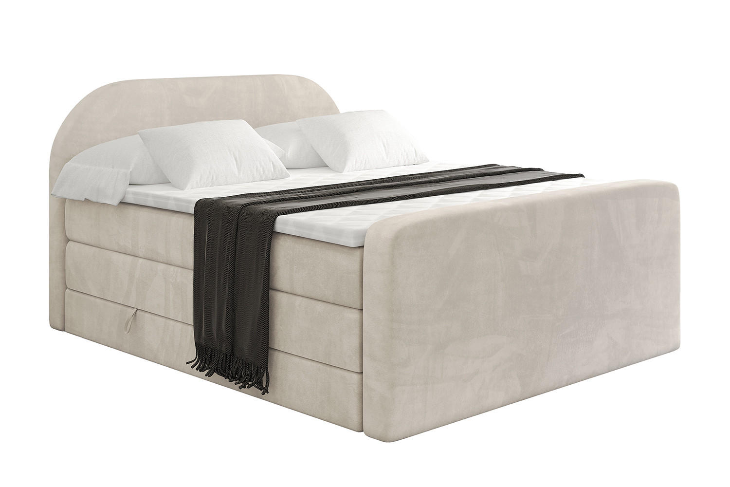 BOXSPRINGBETT mit Matratze und Lattenrost - NOX-Z KING-160x200 - Beige Casablanca - Beige, Holzwerkstoff (160/200cm) - ALTDECOR