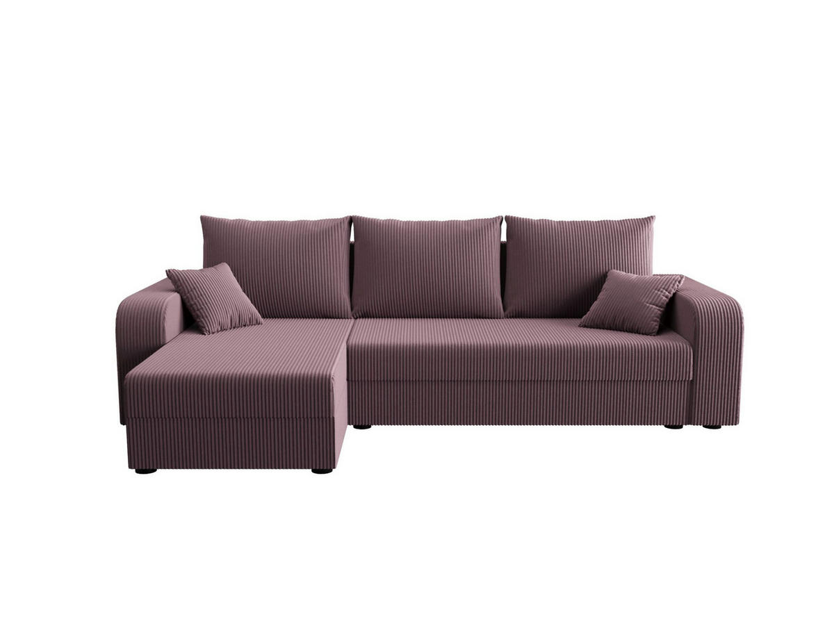 ECKSOFA HEWLET L BIS Zoom 17 Links mit Schlaffunktion - Dunkelrosa, Textil (240/140cm) - Bedante