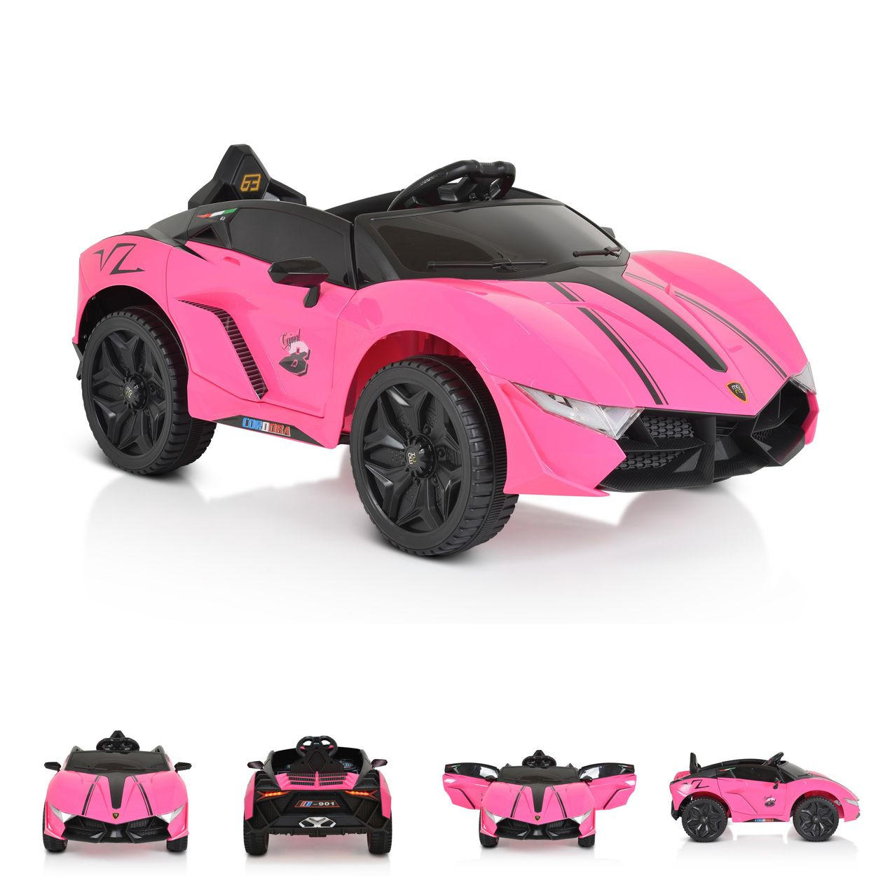 ELEKTROAUTO Cordoba MP3 Anschluss, Fernbedienung, Gurt, Bluetooth - Rosa, Kunststoff (113/66/47cm) - Moni
